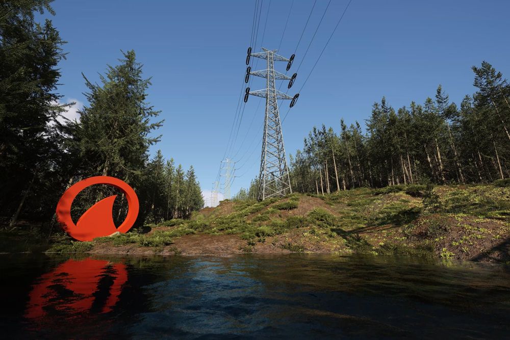 Proposed transmission line corridor crossing forested terrain